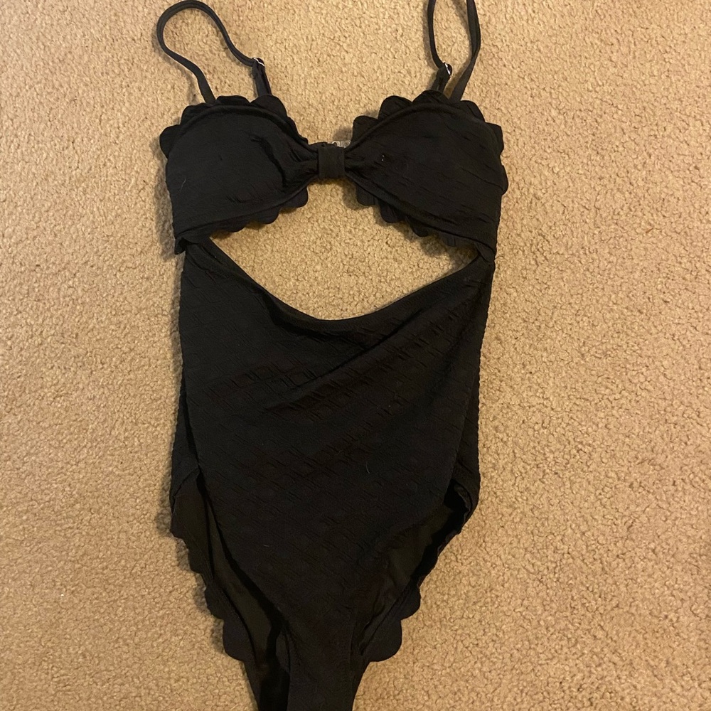 Black Textured One Piece